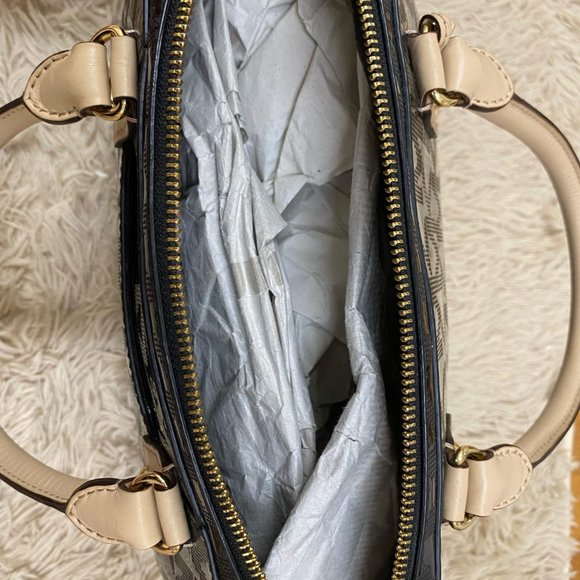 Michael Kors Shiny Black Monogram Satchel Bag - Picture 6 of 14